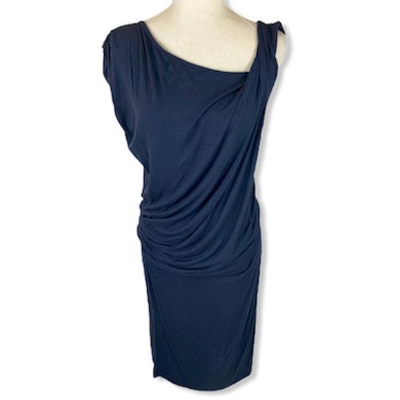 Seven7 Navy Blue Asymmetrical Neckline Dress NWT - Picture 1 of 8